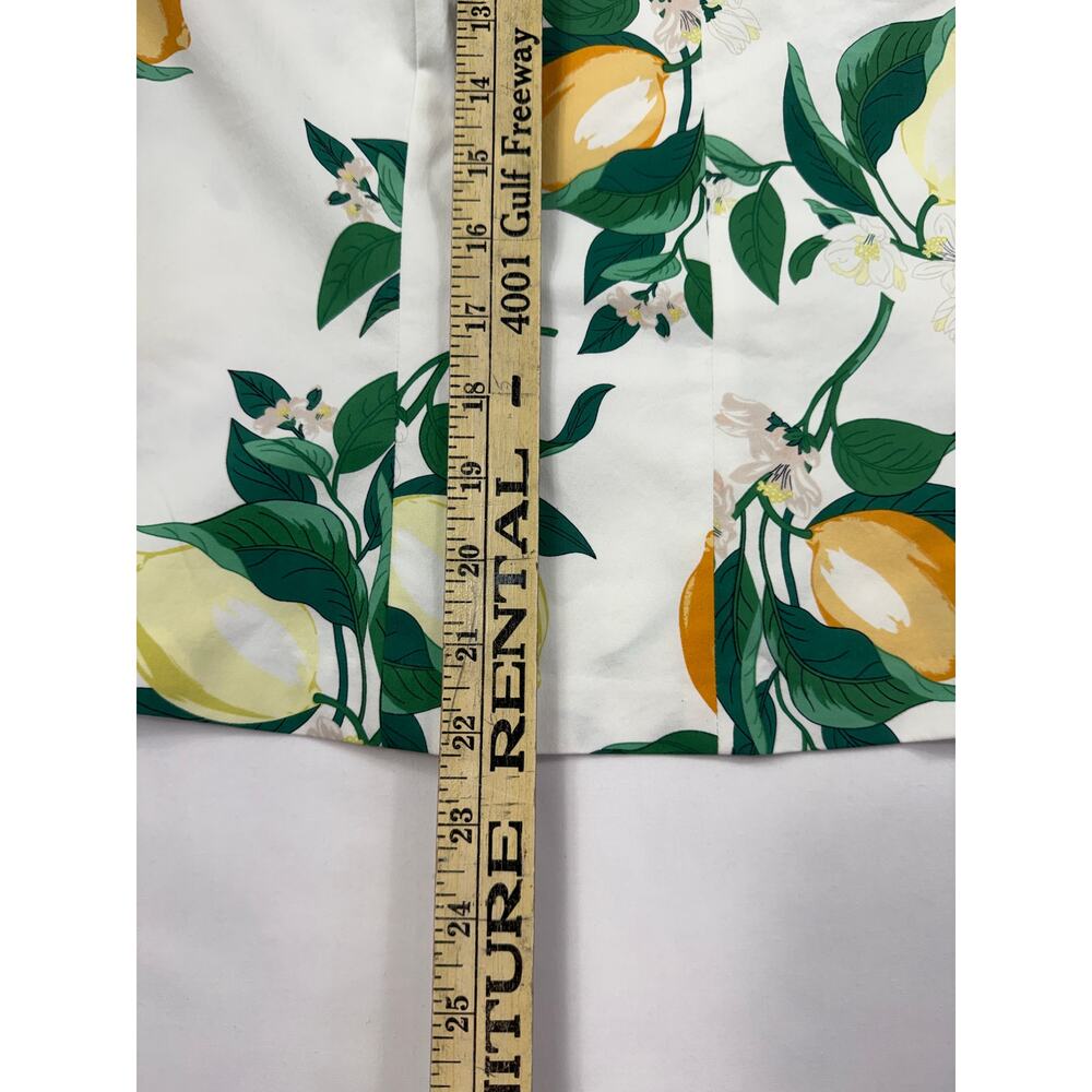 Ann Taylor Top Blouse One Shoulder halter strap White Lemon Print 6 zipper - Picture 8 of 10